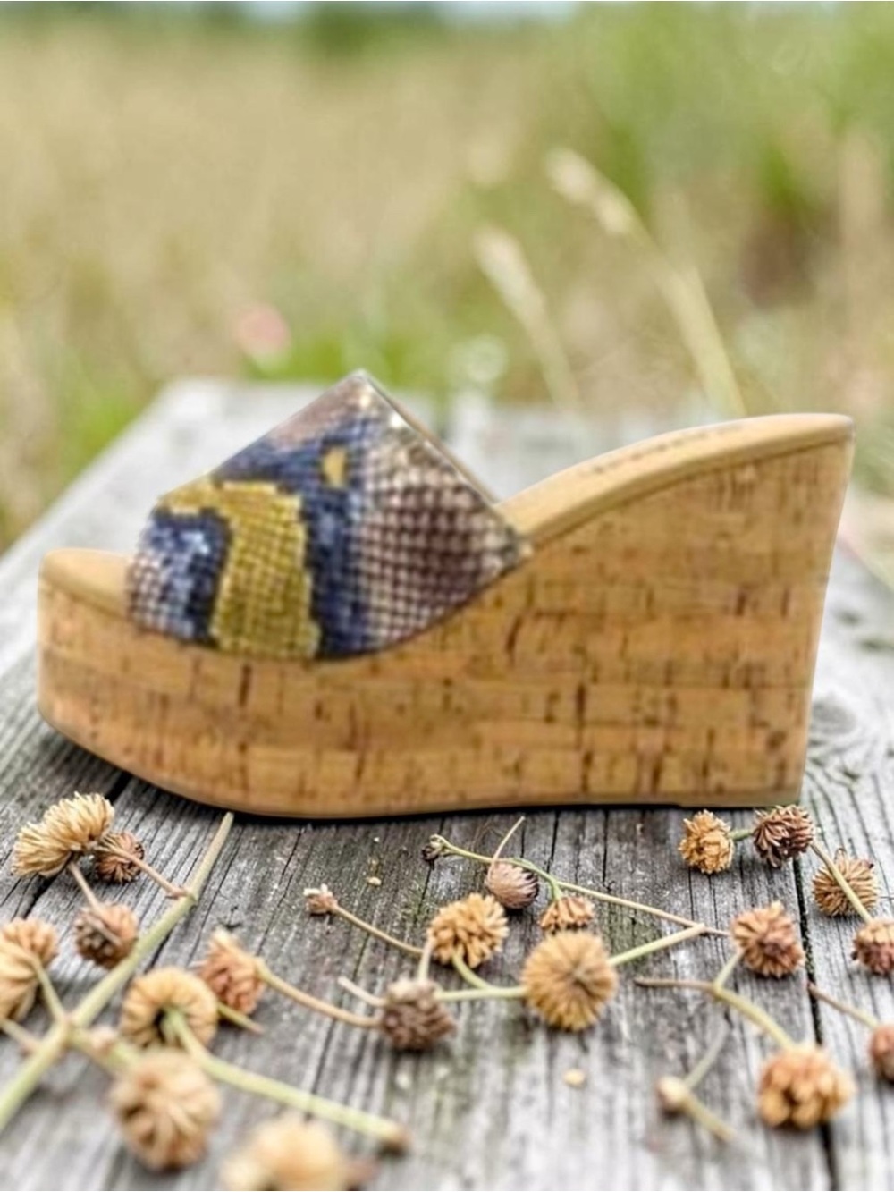🆕 SODA - Snakeskin - Platform - Cork Wedge Sandals - NEW IN BOX‼️